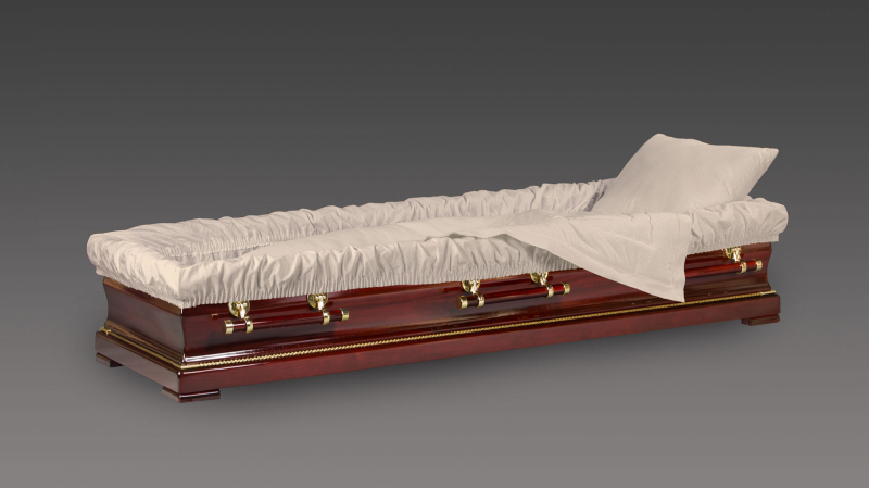 Mahagoni Sarg - Truhensarg - Gold Kordeln