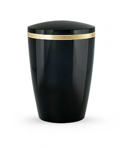 Design Urne schwarz glnzend Goldstreifen