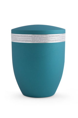 Urne Krypta Trkis glitzer Dekor silber
