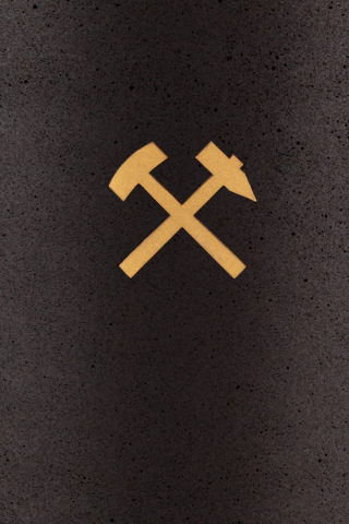 Bergbau Symbol gold fr Urne aus Kohle