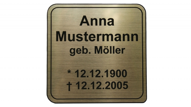 Gravurschild, aus Kunststoff, Messing gebrstet