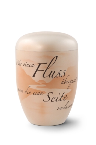 Naturstoffurne, Oberflche perlmutt, Gedenktext, Airbrush-Motiv Flusslauf