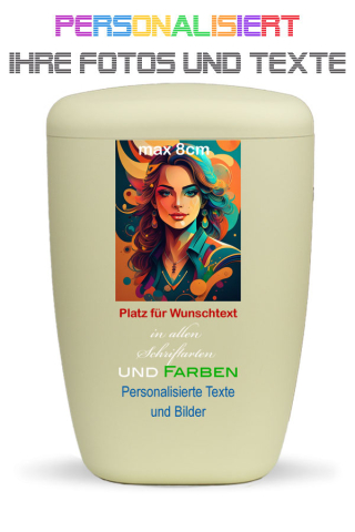 Urne beige personalisiert mit Bild und Text