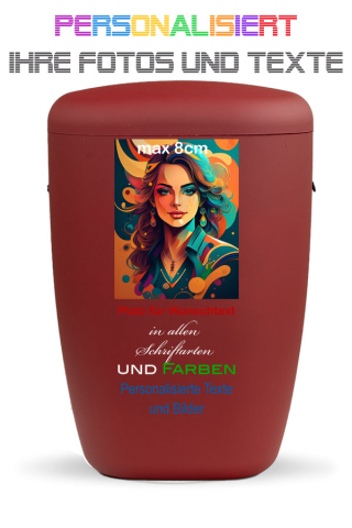 Urne weinrot personalisiert mit Bild und Text