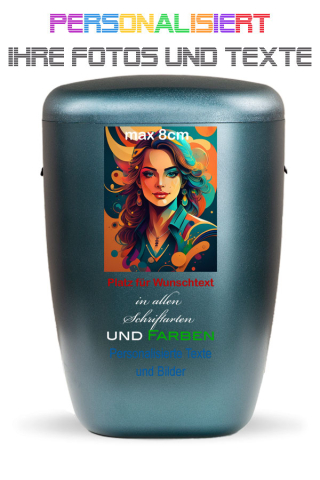 Urne Petrol personalisiert mit Bild und Text