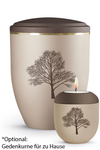 Urne La Vida Champagner brauner Deckel Baum