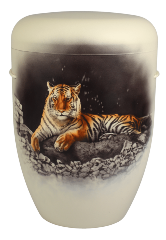 Airbrush Urne Tiger liegend