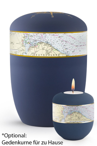 Seeurne marine blau Seekarte und Windrose