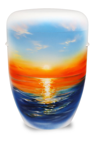 Airbrush Urne Sonnenuntergang ber dem Meer