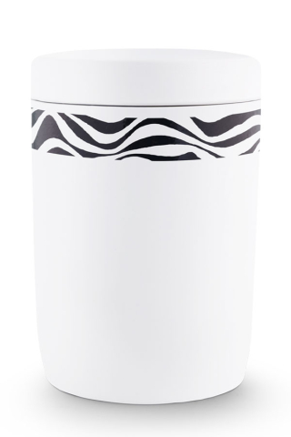 Seeurne aus Tonolith weiss mit Wellendekor