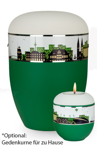 Bio-Urne Bremen gr�n wei� mit Silhouette