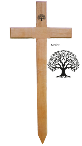 gro�es Grabkreuz Eiche natur mit Lebensbaum
