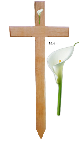 großes Grabkreuz Eiche natur mit Calla