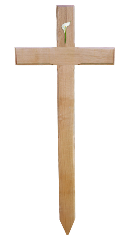 großes Grabkreuz Eiche natur mit Calla