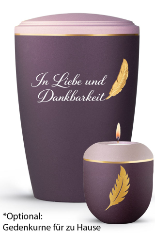 Urne Plumea Berry und Ros� goldene Text-Feder