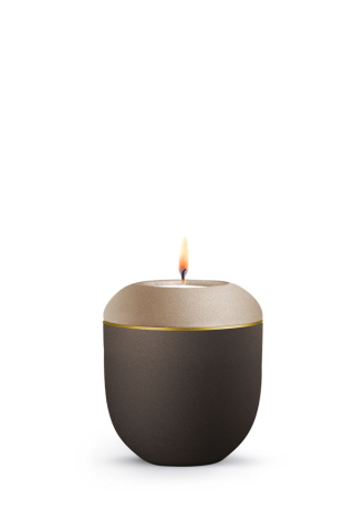 Gedenkurne Blomera Braun Champagner Goldband