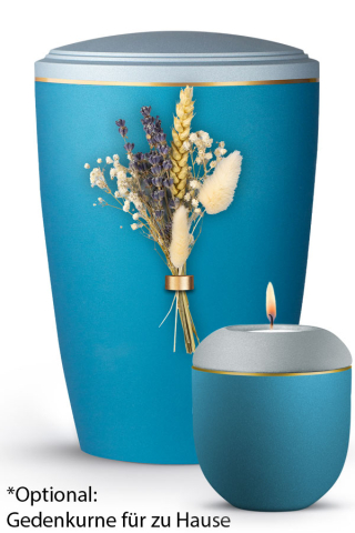Urne Plumea Arctic T�rkis-Eisblau Lavendel Strau�