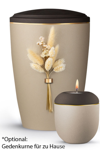 Urne Blomera Champagner/braun Naturgr�ser Strau�