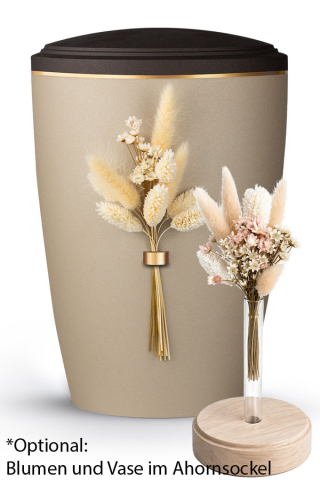 Urne Blomera Champagner/braun Naturgr�ser Strau�