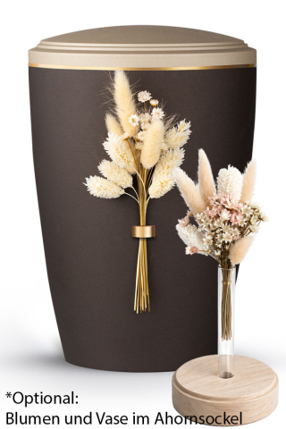 Urne Blomera Braun/Champagner Naturgr�ser Strau�