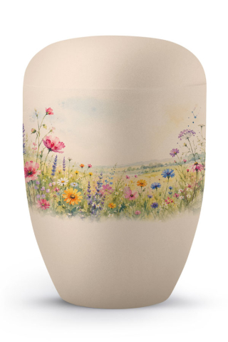 Urne creme Edition Horizon Aufdruck Blumenwiese