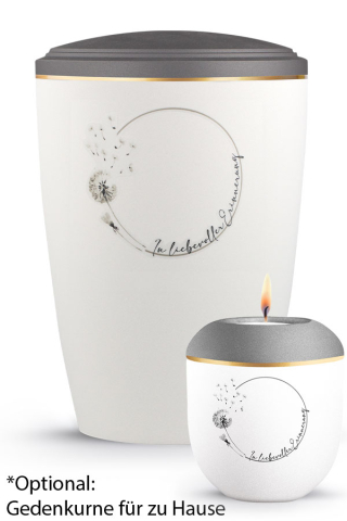 Urne Pure Blossom Grau Weiss Floraler Kreis In liebevoller Erinnerung