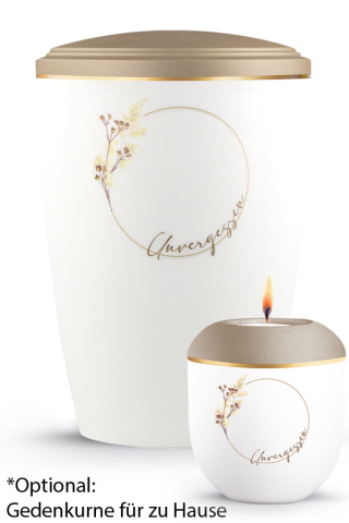 Urne Pure Blossom Champagner Weiss Floraler Kreis Unvergessen