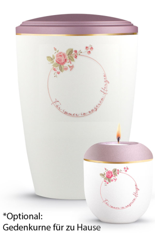 Urne Pure Blossom Ros� Weiss Floraler Kreis F�r immer in unseren Herzen