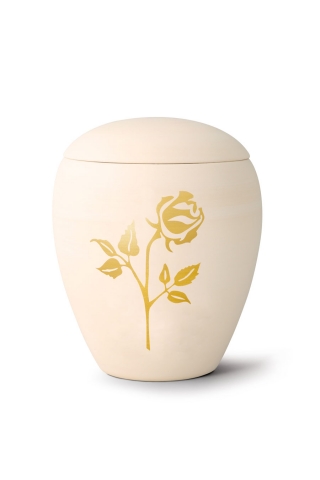 Keramikurne handgemaltes Goldmotiv Rose