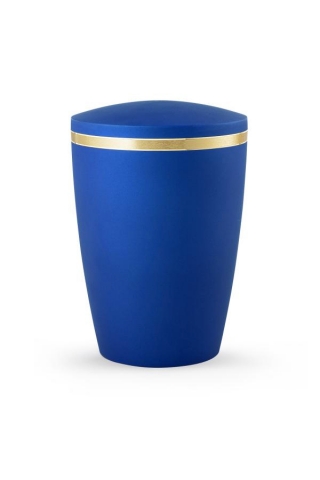 Design Urne blau schimmernd Goldstreifen