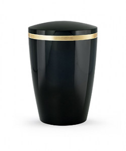 Design Urne schwarz glänzend Goldstreifen