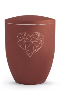 Urne Velvet rubin Motiv Herz Edition Geometric