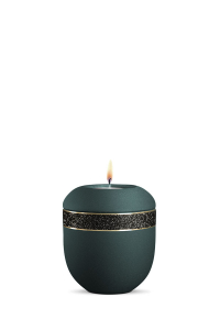 Gedenkurne Porzellan Infinity Noire Petrol glitzerndes schwarzes Dekor