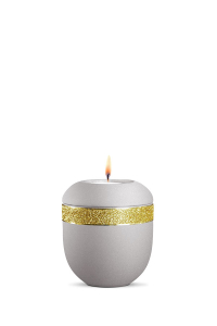 Vlsing Gedenkurne Porzellan Infinity Glamour Gold Silbergrau Golddekor glitzernd