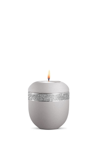 Urnen Neuheit Gedenkurne Porzellan Infinity Silbergrau Glamour Silber Silberdekor glitzernd