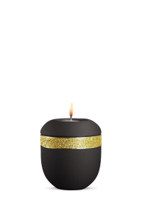 Urnen Neuheit Gedenkurne Porzellan Infinity Glamour Gold schwarz Golddekor glitzernd