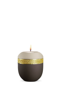 Urnen Neuheit Gedenkurne Porzellan Bicolor Siena Champagner Infinity Glamour Golddekor glitzernd