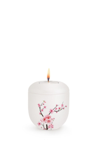 Gedenklicht Porzellan Perlmutt-Mattweiß Infinity Botanique Kirschblüte