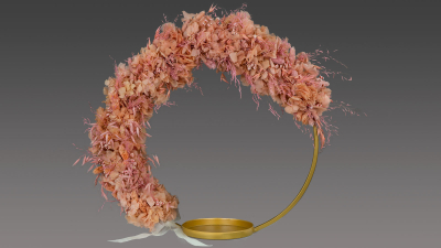 Urnendekoration Ring mit Trockenblumen rosa