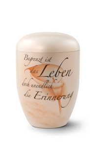 Naturstoffurne, Oberflche perlmutt, Gedenktext, Airbrush-Motiv Calla