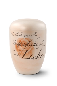 Naturstoffurne, Oberflche perlmutt, Gedenktext, Airbrush-Motiv Rose