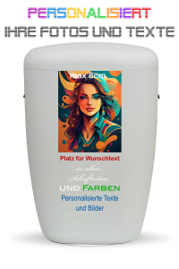 Urne weiss personalisiert mit Bild und Text