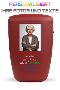 Urne weinrot personalisiert mit Bild und Text