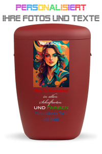 Urne weinrot personalisiert mit Bild und Text