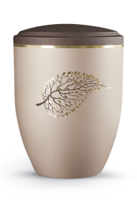 Urne La Vida Champagner brauner Deckel Blatt