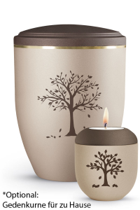 Urne La Vida Champagner brauner Deckel Baum Herbst braun