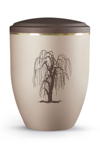Urne La Vida Champagner brauner Deckel Trauerweide