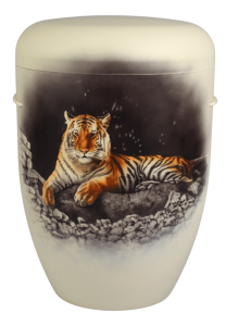 Airbrush Urne Tiger liegend