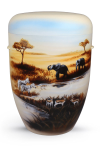 Airbrush Urne Tiere am Wasserloch