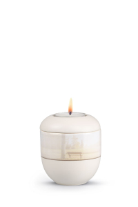 Kleinurne creme-wei Parkbank Gedenklicht Edition Harmony